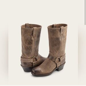 FRYE Women's Vintage Harness 12R Brown Leather Biker Moto Cowboy Boots Size 9.5